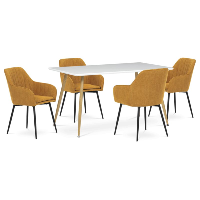Jedálenský stôl 140x80cm, MDF, kov, biely, HT-W1214 WT