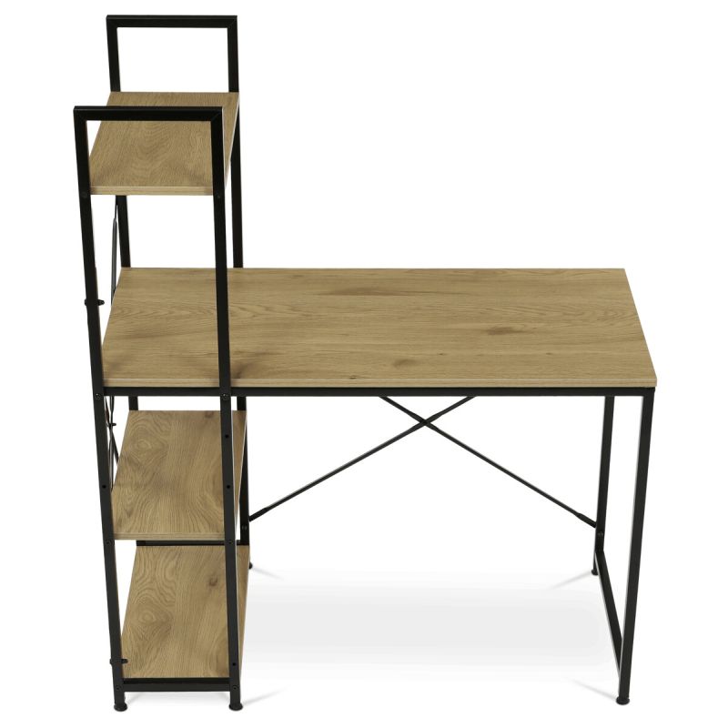 Pracovný stôl, s regálom, 100x48cm, MDF, dub, GD-512 OAK