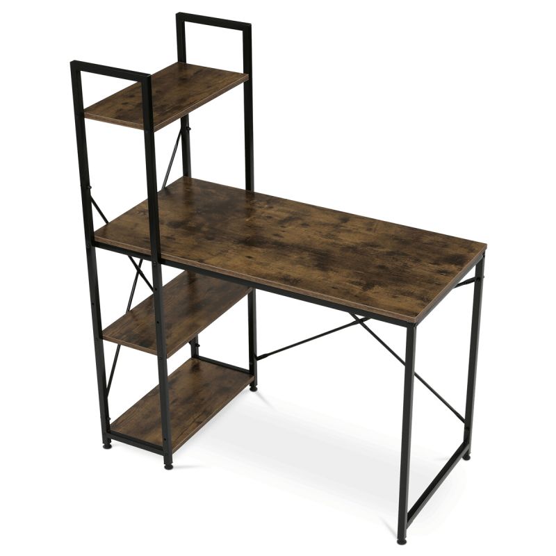 Pracovný stôl s regálom, 100x48cm, MDF, staré drevo, GD-512 OLW