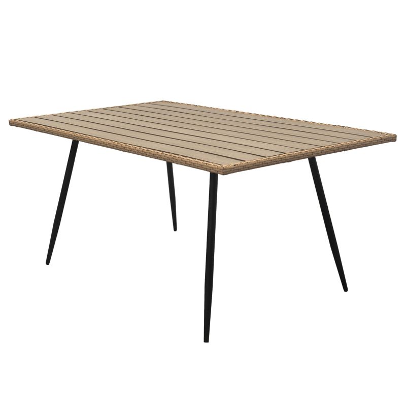 Záhradný stôl, 160x95cm, kov, polywood, hnedý, AZ-F1407 NAT