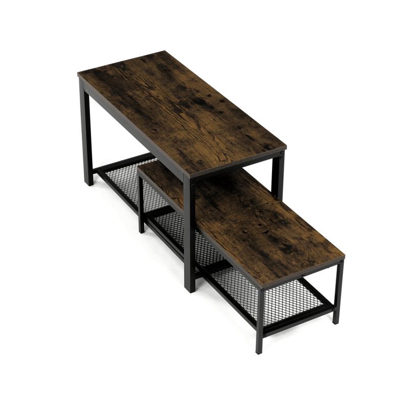 Botník, 81cm, kov, MDF, staré drevo, ABO-W2124 OLW