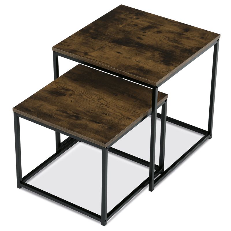 Set 2ks stolíkov 50x50cm, MDF staré drevo, AF-076 OLW