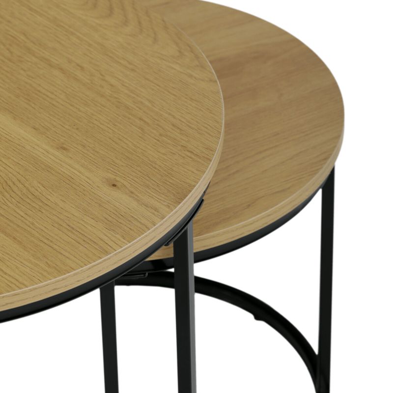 Set 2 ks stolíkov, 53x53cm, MDF, divoký dub, CT-G1145 OAK