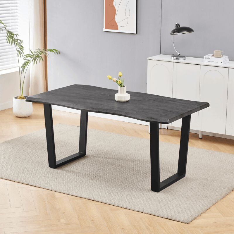 Jedálenský stôl 160x90cm, MDF, kov, sivý dub, HT-F4216 GREY