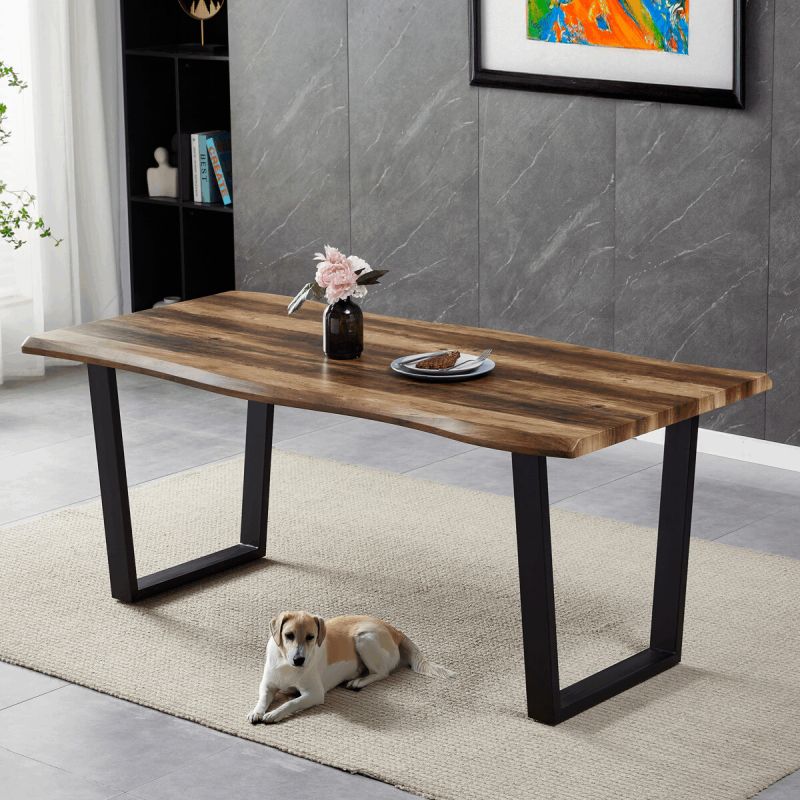 Jedálenský stôl 180x90cm, MDF, kov, staré drevo, HT-F4218 OLW