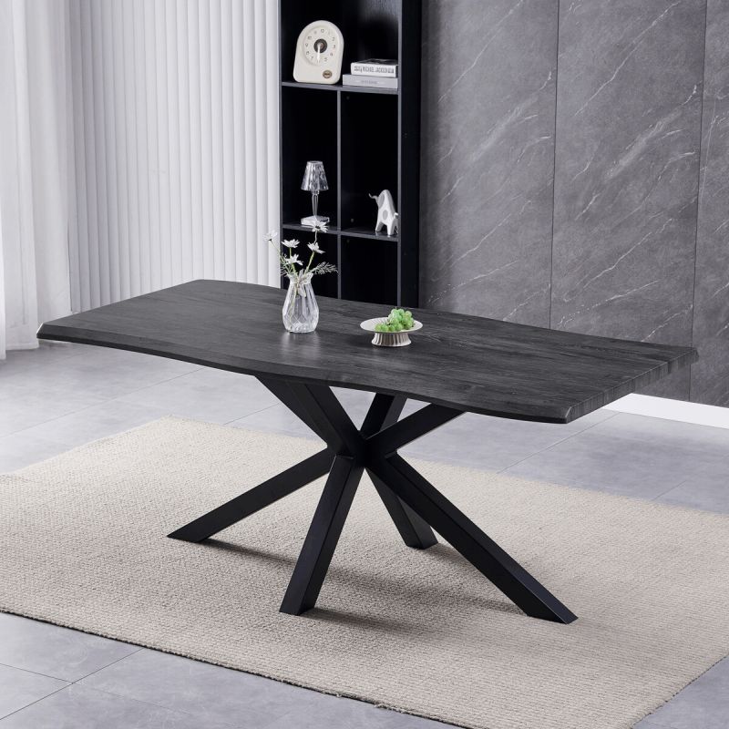 Jedálenský stôl 180x90cm, MDF, kov, sivý dub, HT-F4618 GREY