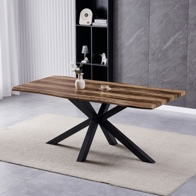 Jedálenský stôl 180x90cm, MDF, kov, staré drevo, HT-F4618 OLW