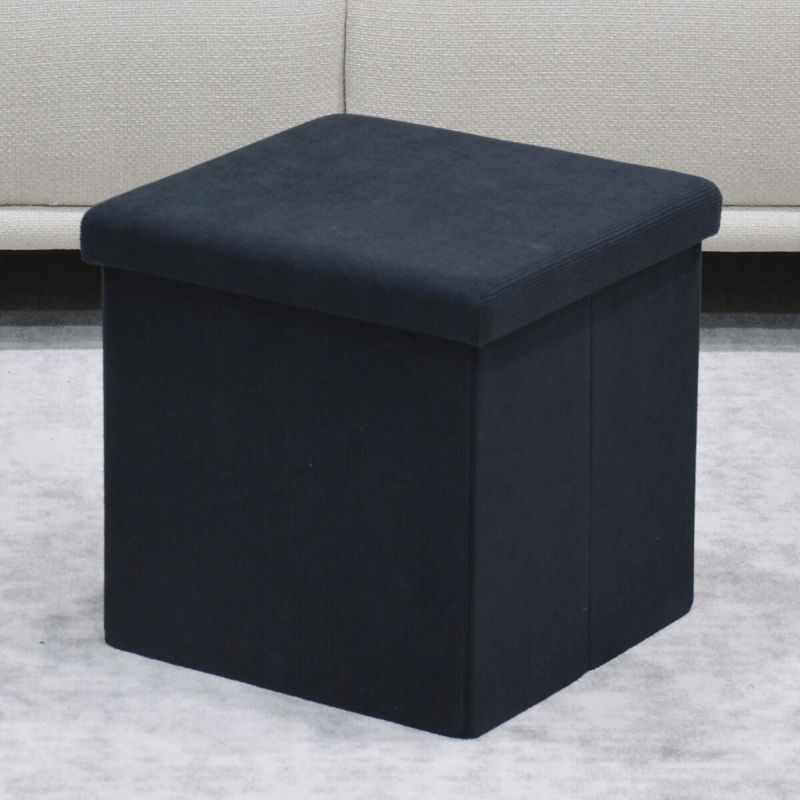 Taburet, 38cm, úložný priestor, čierna látka, TAB-471 BK6