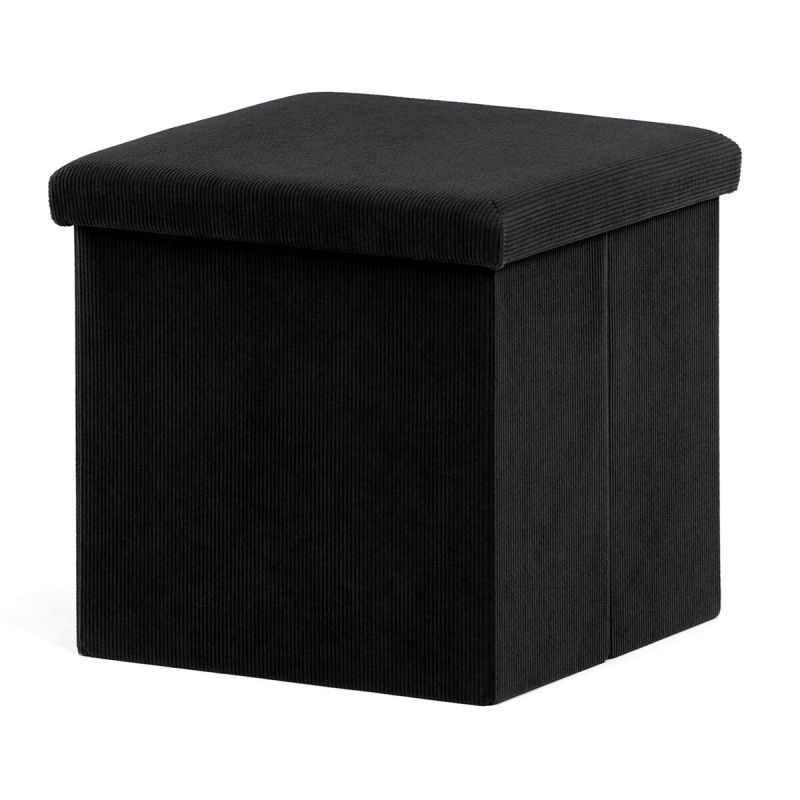 Taburet, 38cm, úložný priestor, čierna látka, TAB-471 BK6