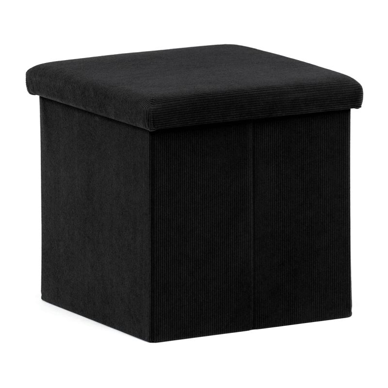 Taburet, 38cm, úložný priestor, čierna látka, TAB-471 BK6