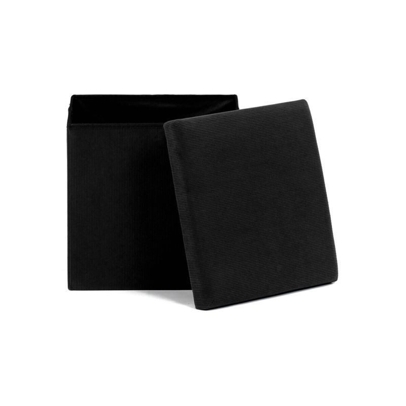 Taburet, 38cm, úložný priestor, čierna látka, TAB-471 BK6
