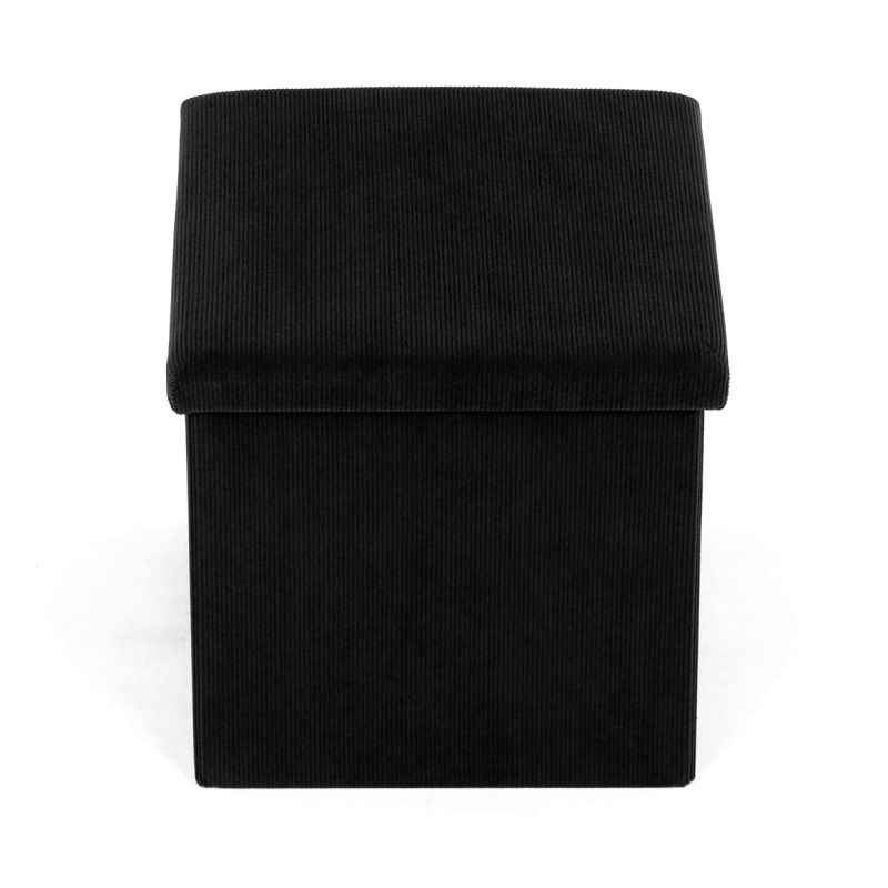 Taburet, 38cm, úložný priestor, čierna látka, TAB-471 BK6
