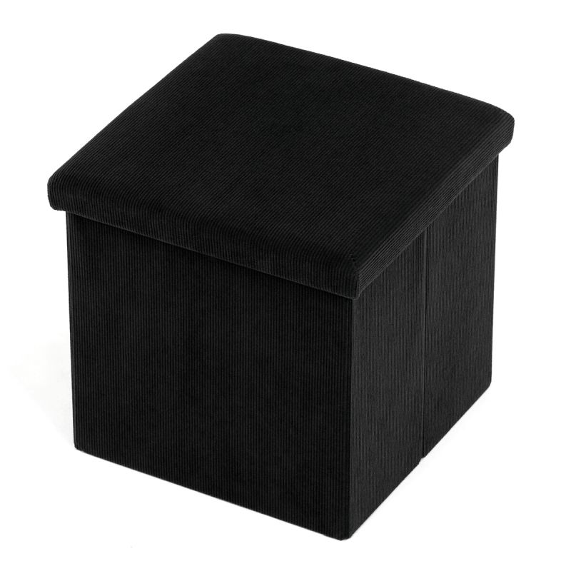 Taburet, 38cm, úložný priestor, čierna látka, TAB-471 BK6