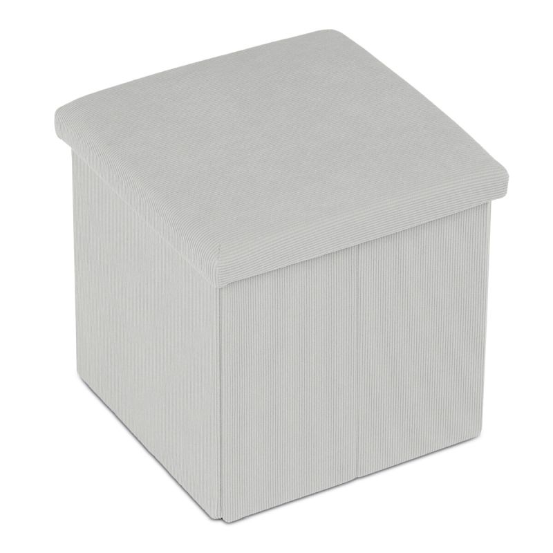 Taburet, 38cm, úložný priestor, krémová látka, TAB-471 CRM6