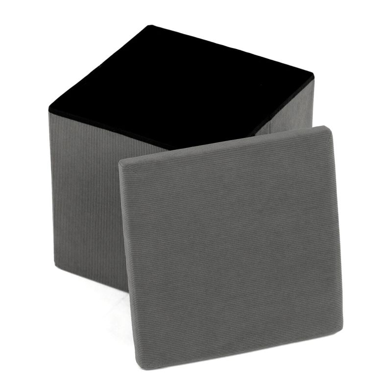 Taburet, 38cm, úložný priestor, sivá látka, TAB-471 GREY6