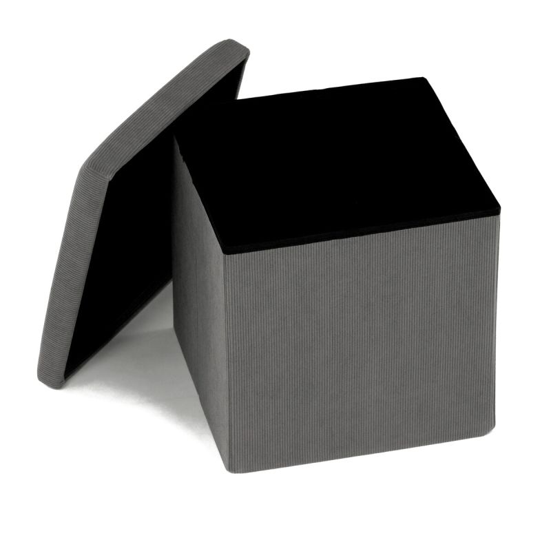 Taburet, 38cm, úložný priestor, sivá látka, TAB-471 GREY6