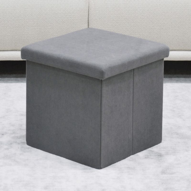 Taburet, 38cm, úložný priestor, sivá látka, TAB-471 GREY6