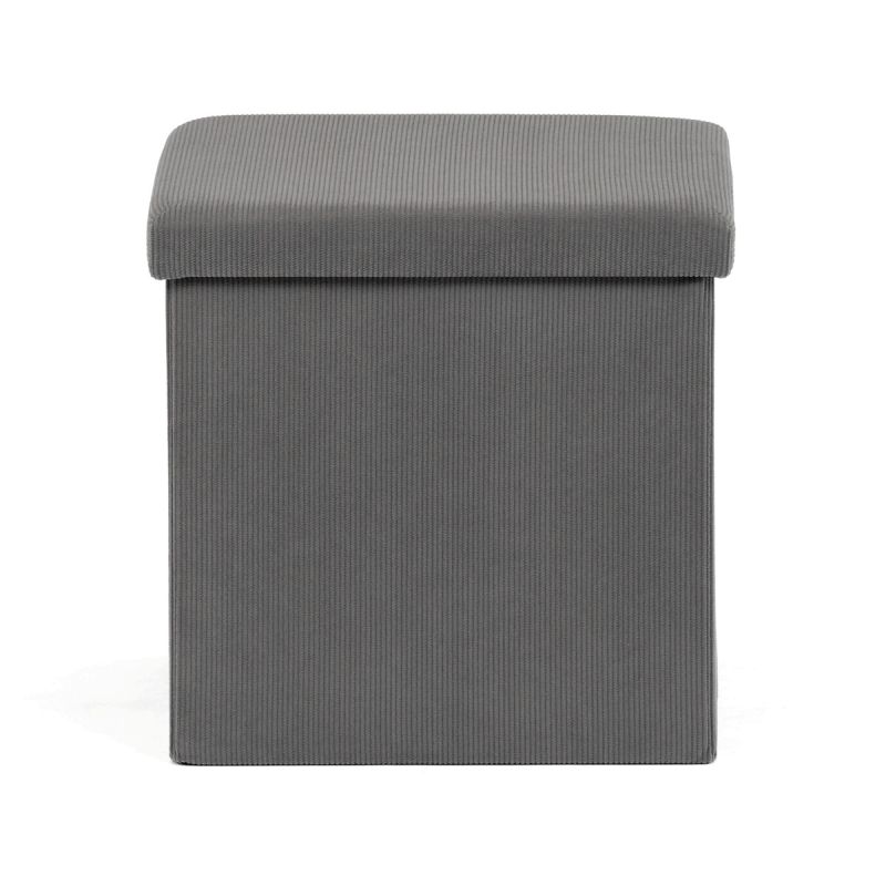 Taburet, 38cm, úložný priestor, sivá látka, TAB-471 GREY6