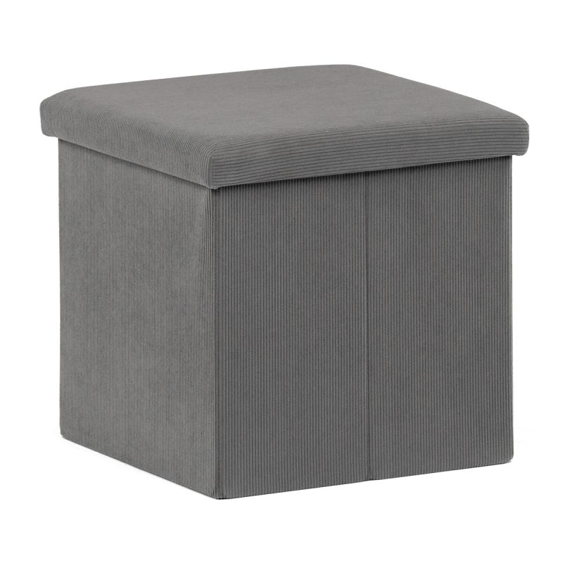 Taburet, 38cm, úložný priestor, sivá látka, TAB-471 GREY6