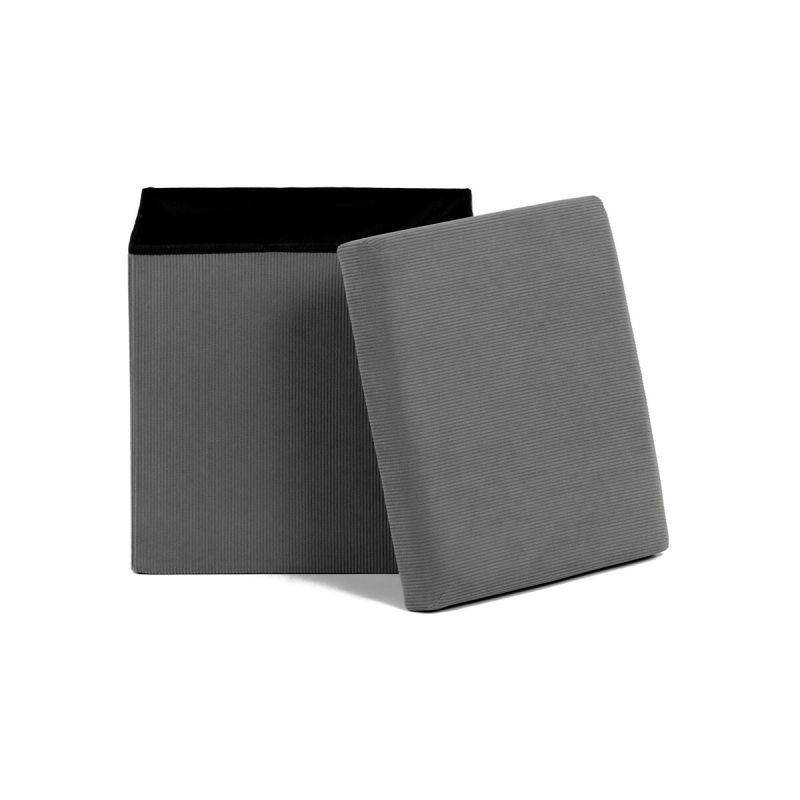 Taburet, 38cm, úložný priestor, sivá látka, TAB-471 GREY6