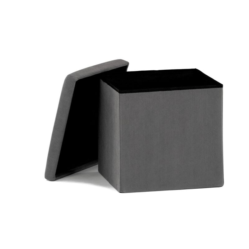 Taburet, 38cm, úložný priestor, sivá látka, TAB-471 GREY6