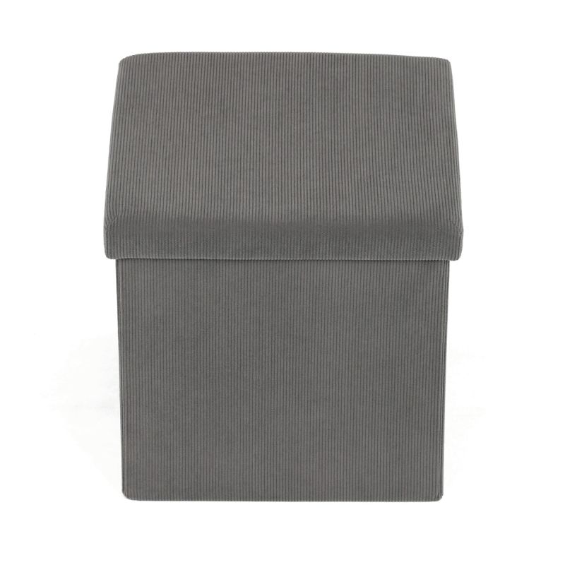 Taburet, 38cm, úložný priestor, sivá látka, TAB-471 GREY6