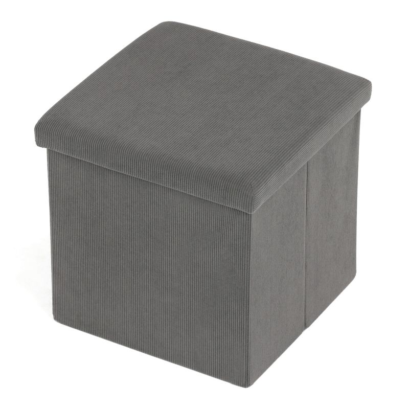 Taburet, 38cm, úložný priestor, sivá látka, TAB-471 GREY6