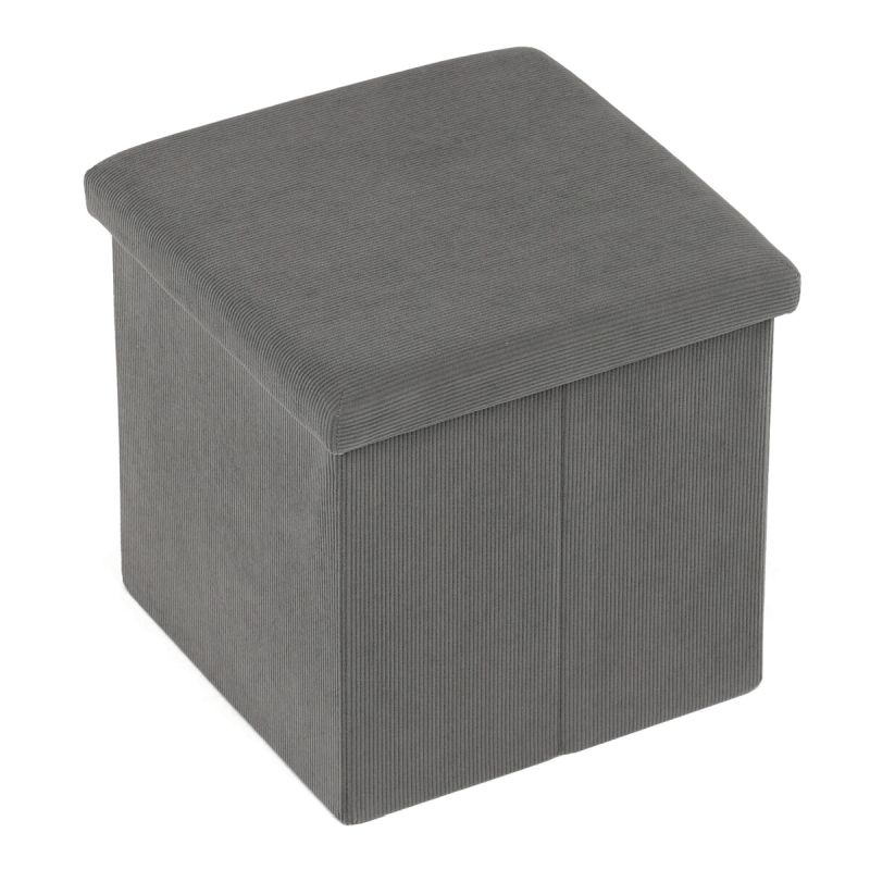 Taburet, 38cm, úložný priestor, sivá látka, TAB-471 GREY6