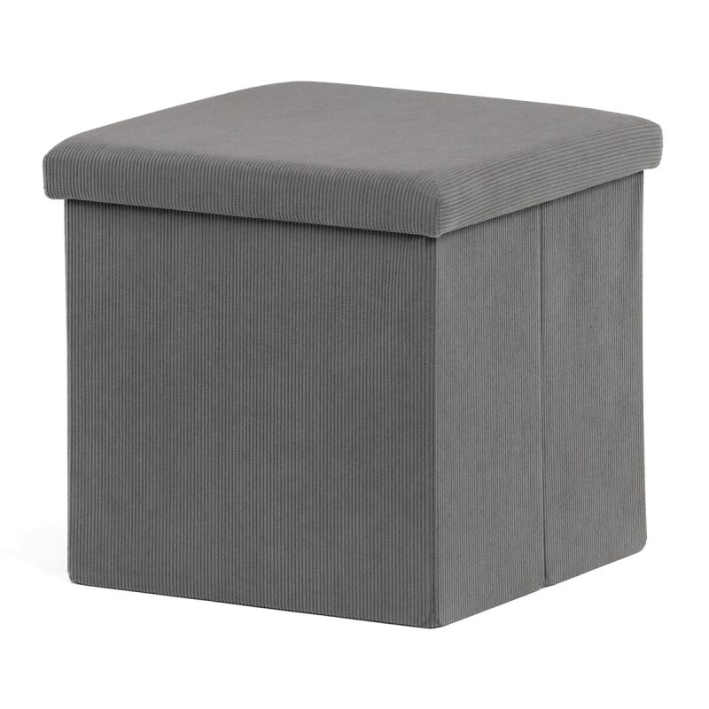 Taburet, 38cm, úložný priestor, sivá látka, TAB-471 GREY6