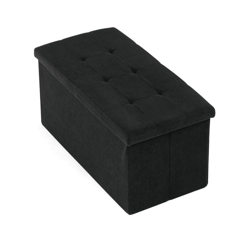 Taburet, 77cm, úložný priestor, látka čierna, TAB-472 BK6