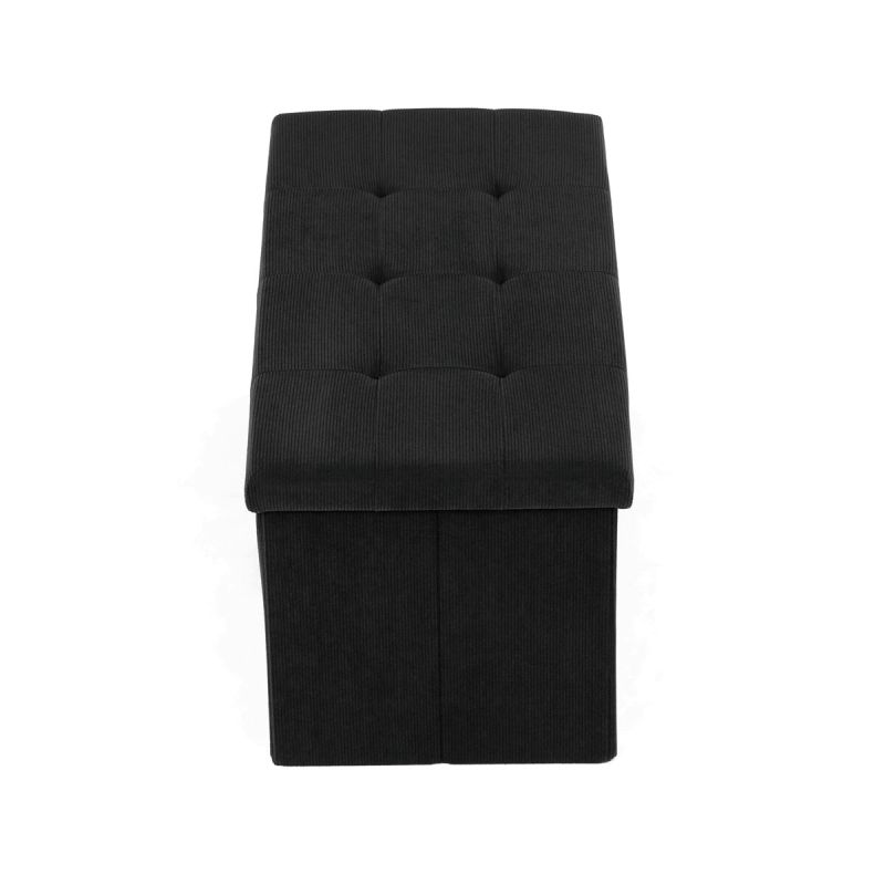 Taburet, 77cm, úložný priestor, látka čierna, TAB-472 BK6