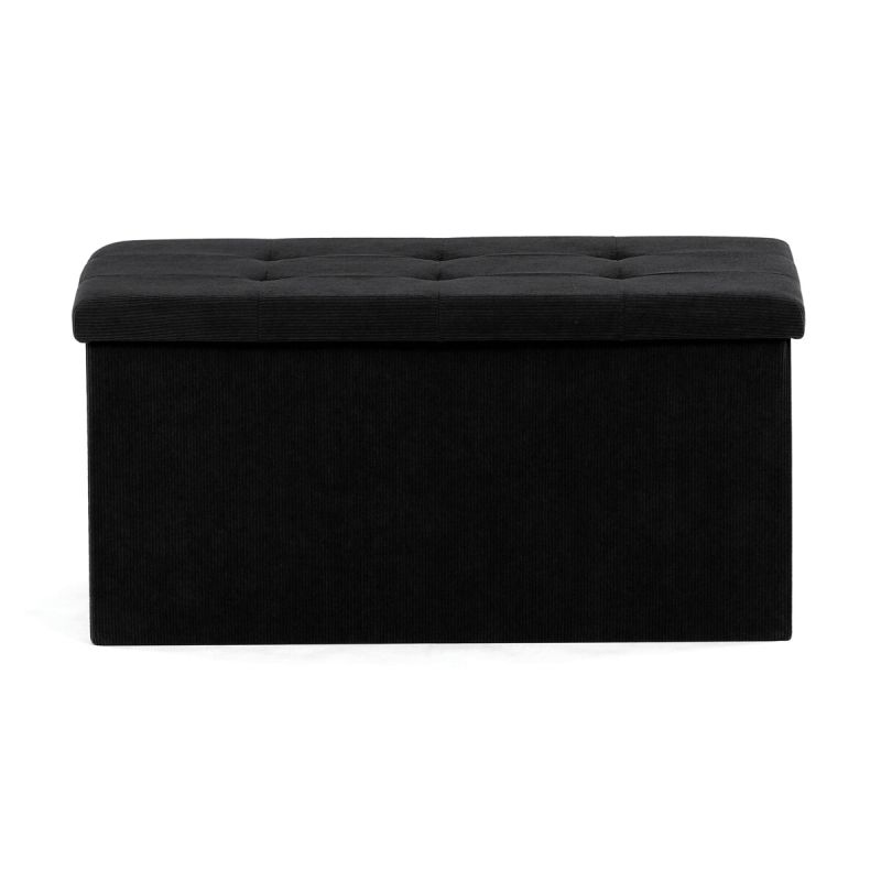 Taburet, 77cm, úložný priestor, látka čierna, TAB-472 BK6