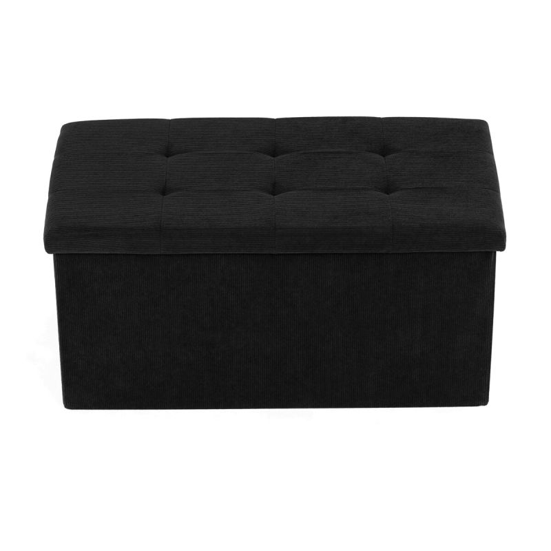 Taburet, 77cm, úložný priestor, látka čierna, TAB-472 BK6