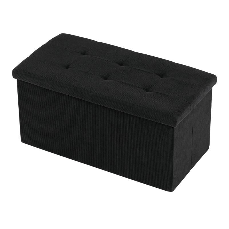 Taburet, 77cm, úložný priestor, látka čierna, TAB-472 BK6