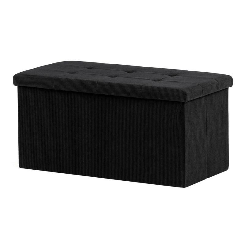 Taburet, 77cm, úložný priestor, látka čierna, TAB-472 BK6
