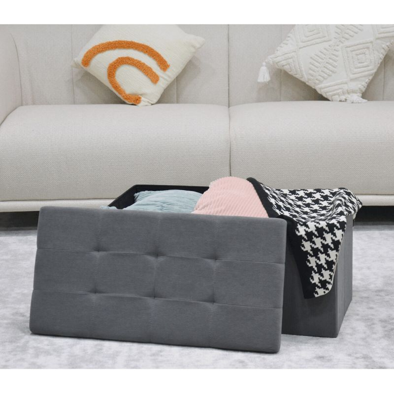 Taburet, 77cm, úložný priestor, látka sivá, TAB-472 GREY6