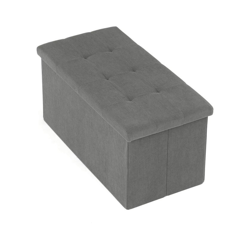 Taburet, 77cm, úložný priestor, látka sivá, TAB-472 GREY6