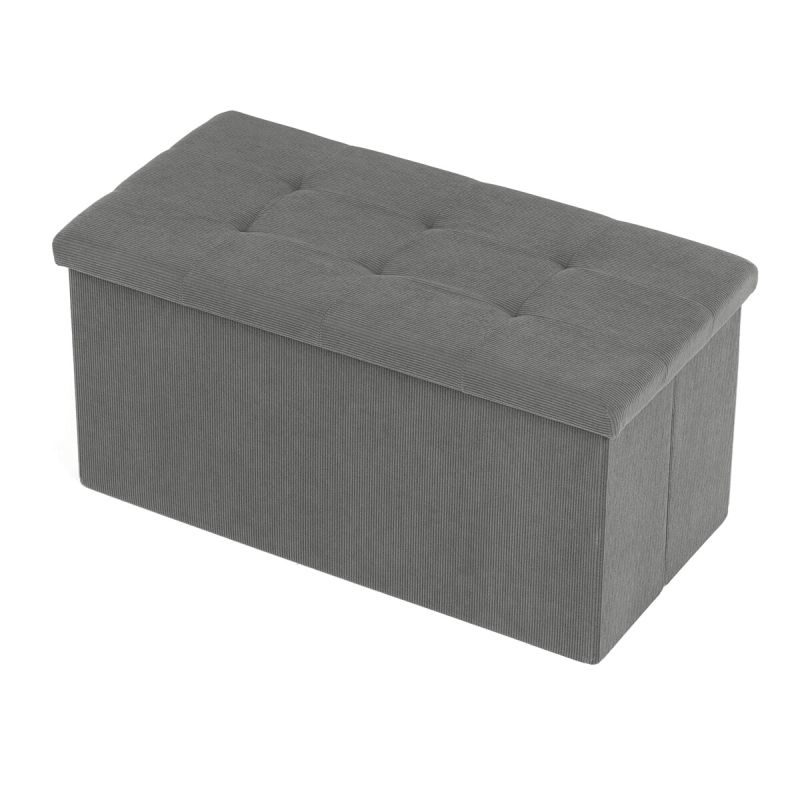 Taburet, 77cm, úložný priestor, látka sivá, TAB-472 GREY6