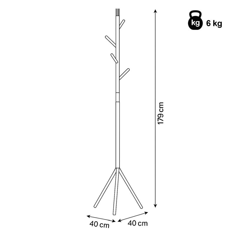Vešiak, 179cm, kov biely, 80001-01 WT