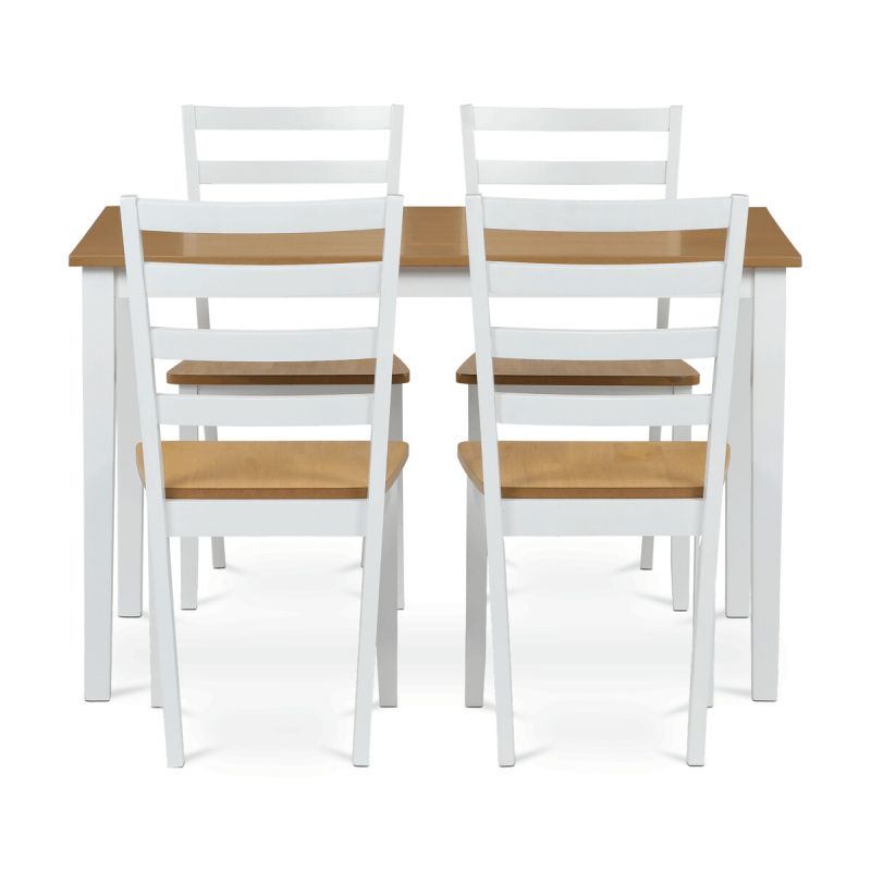 Jedálenský set 1+4, 120x75cm, MDF, biely, dub, VESPA OAK