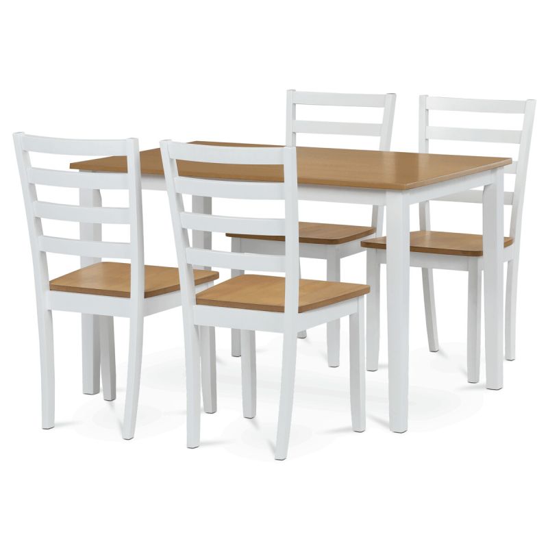 Jedálenský set 1+4, 120x75cm, MDF, biely, dub, VESPA OAK