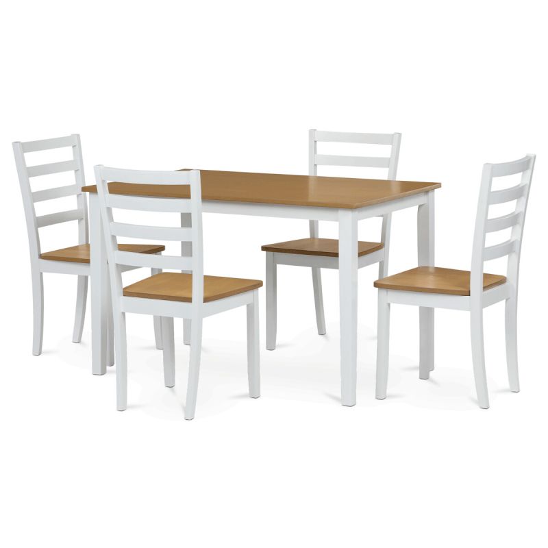 Jedálenský set 1+4, 120x75cm, MDF, biely, dub, VESPA OAK