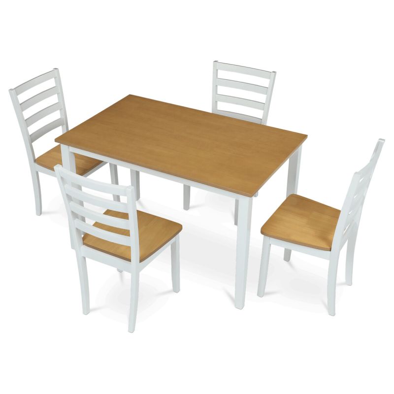 Jedálenský set 1+4, 120x75cm, MDF, biely, dub, VESPA OAK