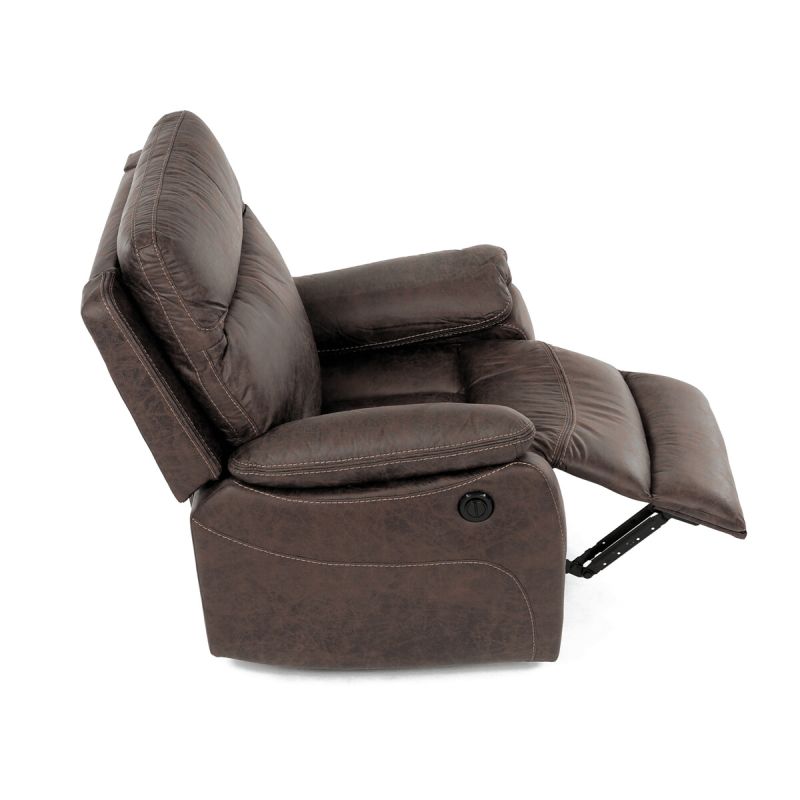 Polohovacie kreslo, elektrické, vintage, látka, hnedá, 150 kg, TV-4094 BR3