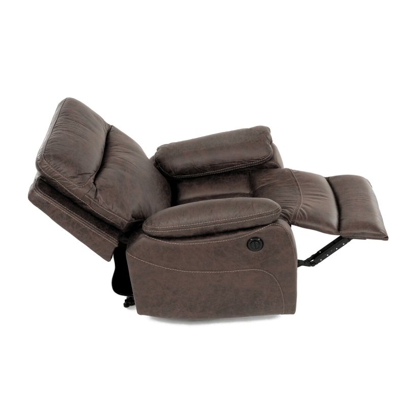 Polohovacie kreslo, elektrické, vintage, látka, hnedá, 150 kg, TV-4094 BR3