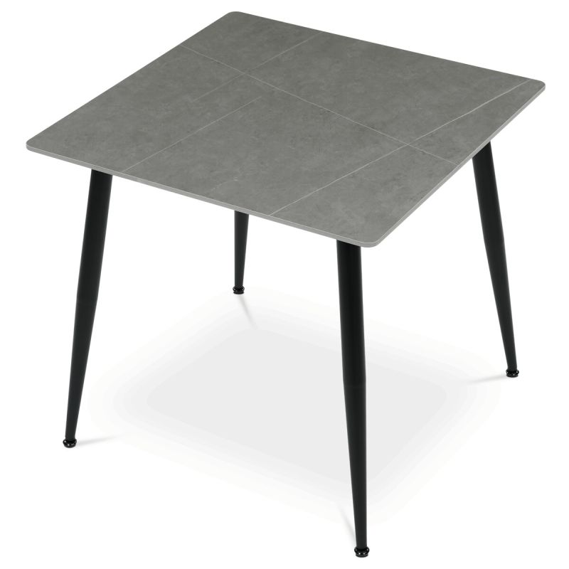 Jedálenský stôl 80x80cm, keramika, kov, sivý, HT-398M GREY