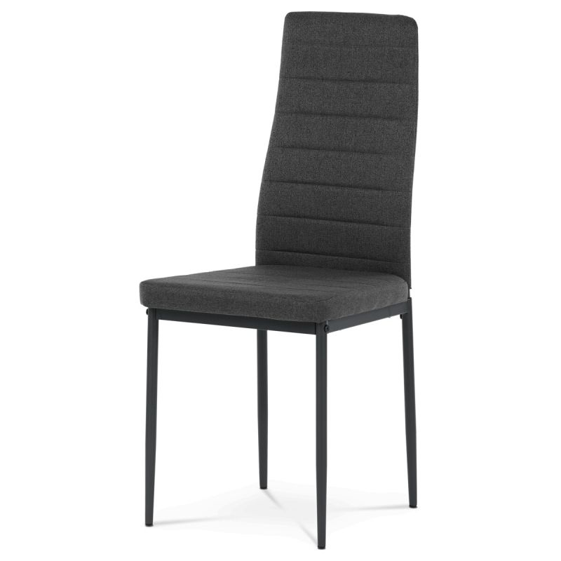 Jedálenský set 1+4, 130x70cm, keramika, biely, látka čierna, ASE-1004 BK2