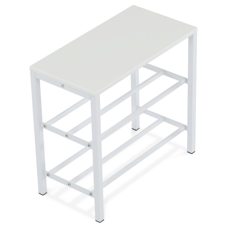 Botník, 50cm, kovový, biely, MDF doska, 83168-42 WT
