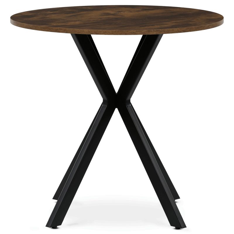 Jedálenský stôl, okrúhly, 80cm, MDF, kov, staré drevo, HT-F4108 OLW