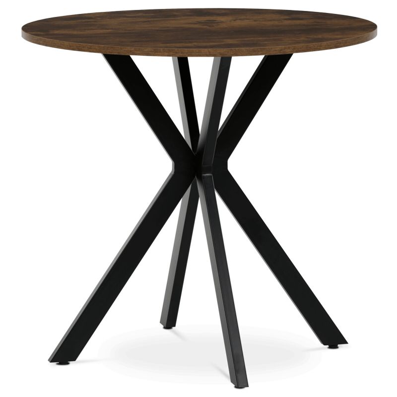 Jedálenský stôl, okrúhly, 80cm, MDF, kov, staré drevo, HT-F4108 OLW